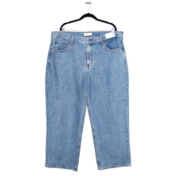 Abercrombie & Fitch High Rise The Loose Jean Rhinestone Jeans Size 34 Short NWT - Picture 1 of 10